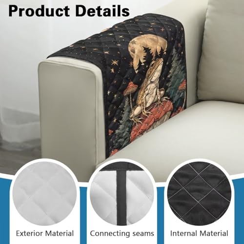 Frog Mushroom Star Print Armrest Covers for Sofa with Pockets Polyester Armchair Slipcover for Couch Easy to Clean Armrest Protectors Non-Slip Remote Controls Holder - color: Frog Mushroom Star