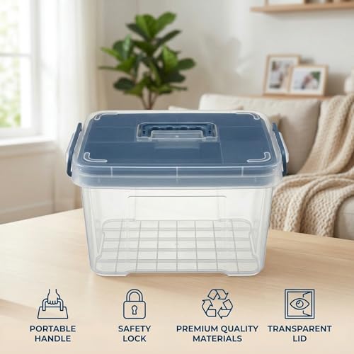 Pulseplay Clear Medicine Organizer Box with Handle Medicine Cabinet Organizer with Removable Tray First Aid Box Empty for Home Travel Outdoor (Blue) - color: Blue