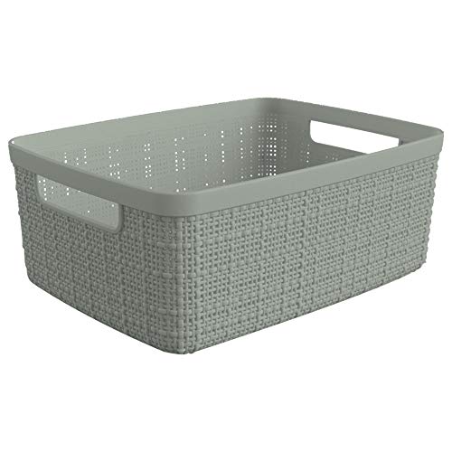 Curver Set of 8 Small 4.5L Jute Decorative Plastic Organization and Storage Baskets - Perfect Bins for Home Office, Closet Shelves, Kitchen Pantry and All Bedroom Essentials, Grey - color: Grey, size: Small 4.5L