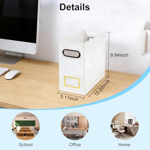 Collapsible File Organizer Box with Handle,12.20x5.11x9.84Inches, Filing Organizer for Home or Office, Small Portable File Box (2 Packs, White-Yellow) - color: White-Yellow, style: 2 Packs