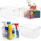 ClearSpace Clear Plastic Storage Bins – Pantry Organizers & Storage Containers, Cabinet Organizer - Home Organization Must Haves for Kitchen, Laundry Room, Office, Closet, Garage & Freezer - size: 4 Pack