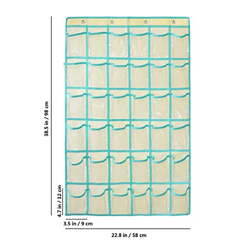 NIMES Hanging Closet Underwear Sock Jewelry Storage Over The Door Classroom Cell Phone Calculator Organizer 36 Clear Pockets (Green) - color: Green