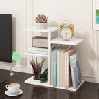 ELITEROO Desk Bookshelf, 4 Tier Wood Desktop Bookshelf, Adjustable Table Top Book Shelf and Storage Rack for Office Supplies, Dorm, Home Office, White - color: White