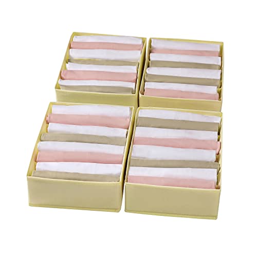 4 Packs T-shirt Drawer Organizers for Clothing,8 Grids Compartment Wardrobe Storage Box, Washable Clothes Organizer for Folded Clothes, Legging, Silk Scarve-Beige - color: Beige, size: 8 GRIDS-SMALL SIZE