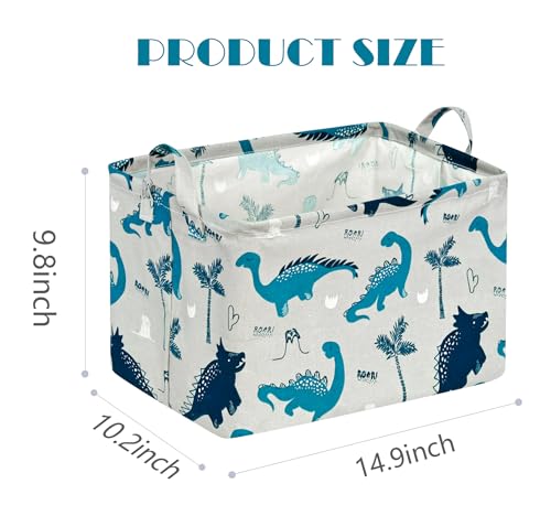 Baby Waterproof Storage Basket Toys Organizer Nursery Bins for Women Kids Hamper for Organizing Home/Dorm/Kitchen/Pet/Office/Closet/Shelf/Room Decor - color: Green Dinosaur