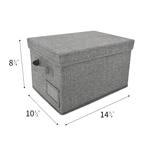 GRANNY SAYS Fabric Bins with Lids, Storage Baskets for Closet Organization, Decorative Storage Containers with Label Holder, Shelf Bins for Organizing Clothes, Dark Gray, 3-Pack - color: Dark Gray, size: Medium