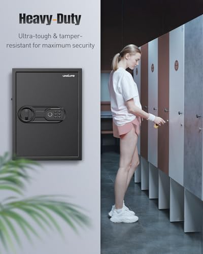 Uniclife 71 Position Key Box, Wall Mount Key Lock Box with Code and Key Lock, Fingerprint Key Cabinet with Anti-Theft Key Drop Slot & Keypad, Keys Safe for Office Hotel & Company - style: Fingerprint Lock