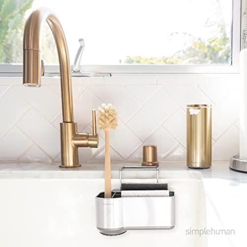 simplehuman Sink Caddy Sponge Holder, Brushed Stainless Steel - size: 7-1/8" x 4" x 4-3/4" h, style: Full-Size