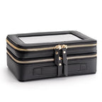Aveniee XL Clear Makeup Organizer,Double Layer Travel Cosmetic Case with Brush Holder & Zippered Compartments,Big Toiletry Bag for Travel Accessories,2 Layers Large,Black - color: Black, style: Dual Layer Large