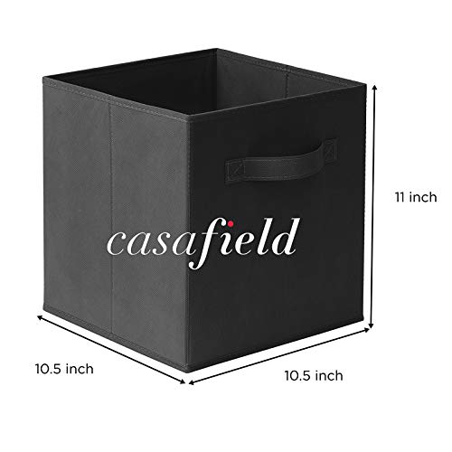 Casafield Set of 6 Collapsible Fabric Cube Storage Bins, Black - 11" Foldable Cloth Baskets for Shelves, Cubby Organizers & More - color: Black, size: 10.5" x 10.5" x 11"