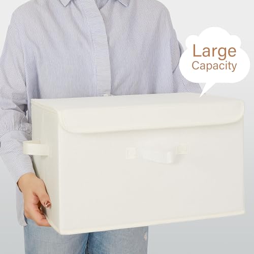GRANNY SAYS Storage Bins with Lids, Fabric Storage Boxes, Closet Organizers and Storage, Storage Baskets for Shelves, Toy Box, Ivory White, 2-Pack - color: Ivory White, size: Large-2 Pack