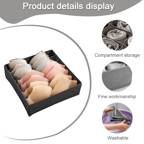 1 Pcs Drawer Organizer Storage Box for Underwear Socks Closet Divider for Wardrobe Dresser Vanity Space Saving Use(7-Grid Grey) - color: Grey-5, size: 12.6X12.6X3.4inch
