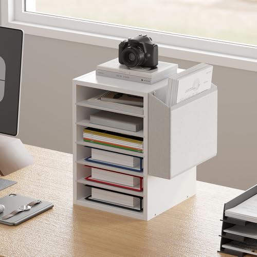 Unionly, 6 Tier Adjustable Countertop Mail Sorter, Mailboxes With Name Slots, Literature Organization Paper Storage Slot, Office Desk File Organizer, Wooden Desktop Mailbox for Classroom, White - color: White, size: 6 Slots