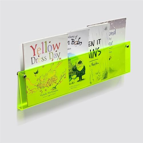 ROYALITA 2-Pack Acrylic Magazine Holder Brochure Holder, 17" Record Holder Magazine Rack, Fashion Hanging Bookshelf Literature Storage Rack for Waiting Room, Living Room, Office, Green 17 Inch - color: Green, size: 17 Inch