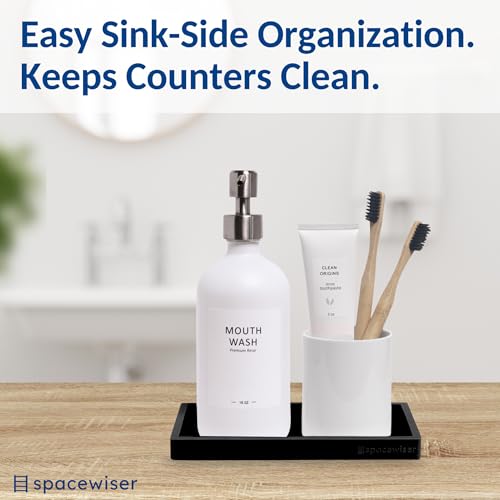 Spacewiser Countertop and Vanity Tray - 2 PC Small 7.7" Silicone Bathroom Trays, Kitchen Soap Tray, Dish Sponge Soap Holder Kitchen Sink Organizer Caddy, Bathroom Counter Trays for Lotion Dispenser - color: Black, size: 2 PC Small - 7"