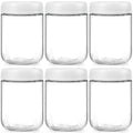 NETANY 6-pack 16oz Glass jars with Airtight Lids, Overnight Oats Containers with Lids, Wide mouth Mason Salad jars, Glass Food Storage Containers for Snacks Yogurt Spice Sugar-White - color: White