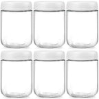 NETANY 6-pack 16oz Glass jars with Airtight Lids, Overnight Oats Containers with Lids, Wide mouth Mason Salad jars, Glass Food Storage Containers for Snacks Yogurt Spice Sugar-White - color: White
