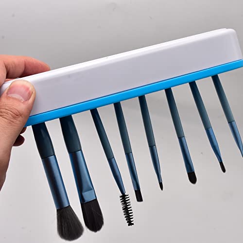 2 PCS Multi-Purpose Cosmetic Storage Box, Desktop Organizers Silicone Make Up Brush Storage Stand Desktop Storage Box for Brush,Eyeliner Pencil,Art Supplies, Painting Brush(Blue) - color: Blue