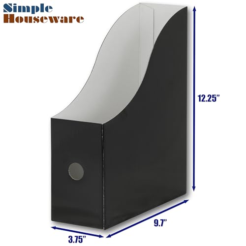 Simple Houseware 6-Pack Magazine File Holder Box, Foldable Cardboard Organizer, Black - color: Black, size: 6 Pack