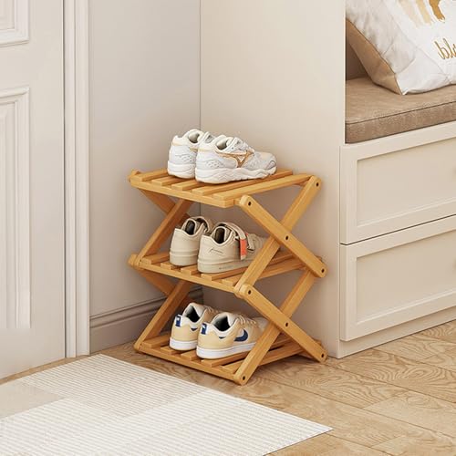 Small Shoe Rack, 3 Tier Portable Folding Shoe Storage Rack, Without Installation, Mini Free Standing Shoe Rack for Camping, Corridors, Bedrooms Living Room Corner and Small Spaces - size: 3 layer
