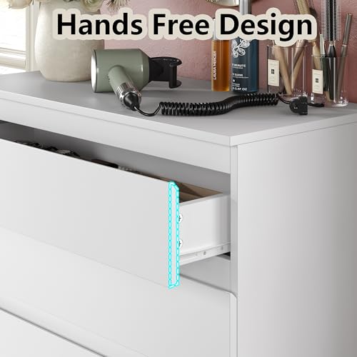 Furniouse Modern 5 Large Storage Drawers Dresser for Clothes Organizer, White Modern Chest of Drawers for Closet, 27.6" Long Drawer Organizer Cabinet for Bedroom, Living Room, Entryway, Hallway - size: 15"D x 27.6"W x 41.4"H (5 Drawers)