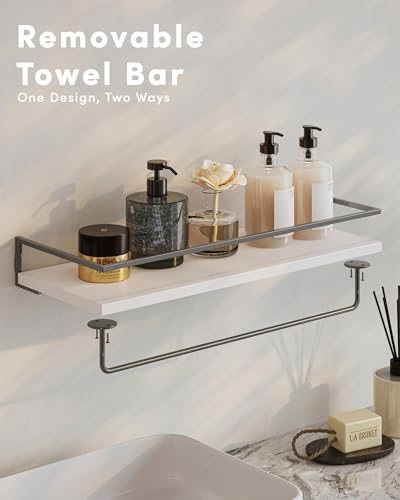 Onlysky Bathoom Shelves, Floaiting Shelves for Bathroom, Set of 3, Bathroom Shelf Wall Mounted (White Grey, 15.7 Inches, 3) - color: White Grey