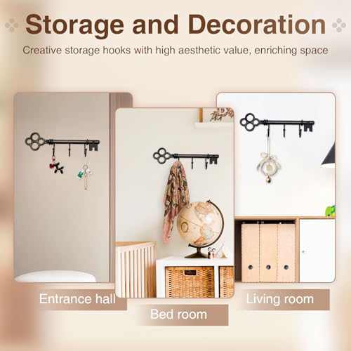 Classic Wall Mounted Key Holder Hook Rack, Vintage Key Rack for Entryway (Black) - color: Black