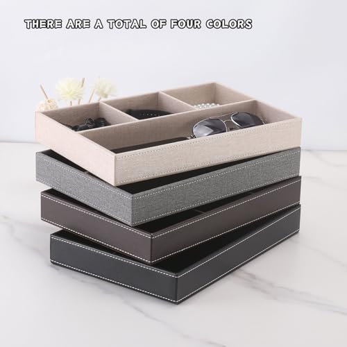 Desktop Glove Box, Nightstand or Dresser Organizer, Valet Tray, Entry Table Organizer, Dresser Storage Box,PU Leather Drawer Storage Decorative Trays. - color: black