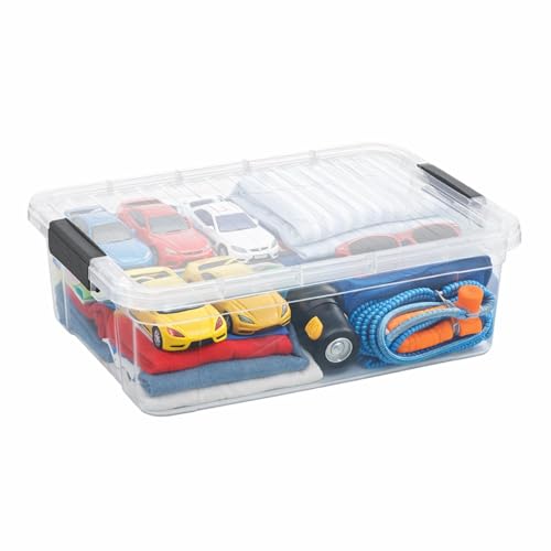 Superio 13.7 Qt Clear Plastic Storage Bins with Lids and Latches, Organizing Containers, Stackable Plastic Bin for Home, Garage, School, and Office - size: 17.5" x 12" x 5.25"