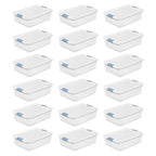Sterilite 32 Qt Latching Storage Box, Stackable Bin with Latch Lid, Organize Linens, Towels, Clothing in Home Closet, Clear with White Lid, 18-Pack - size: 32 Quart, style: 18 Pack