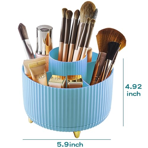 fanado 360° Rotate Makeup Brush Holder Organizer, Makeup Organizers Countertop, Makeup organization and Skincare Storage with Gift Box Packing for Vanity, Desktop, Bathroom (Blue) - color: Blue