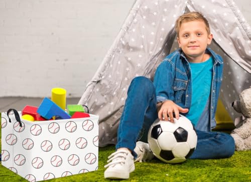 HIYAGON Rectangular Baseball Basket Kids Baby Nursery Storage Basket for Boys Football Room Decor Cute Toy Storage Organizer Bins Bedroom(Baseballs) - color: Baseballs