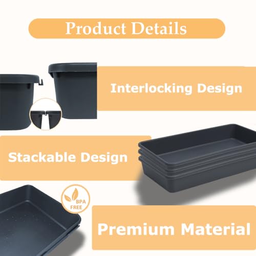 3PCS Large Plastic Drawer Organizer, 12" X 6" Desk Drawer Organizer and Storage Trays, Large-size Storage Bins, Organization and Storage Container for Makeup Vanity, Kitchen Utensil, Office, Bathroom