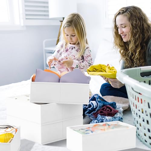 Criusia Closet Drawer Organizer Clothes, 15 Pack White Dresser Organizer for Baby Clothes, Fabric Drawer Dividers for Nursery Bedroom - color: White