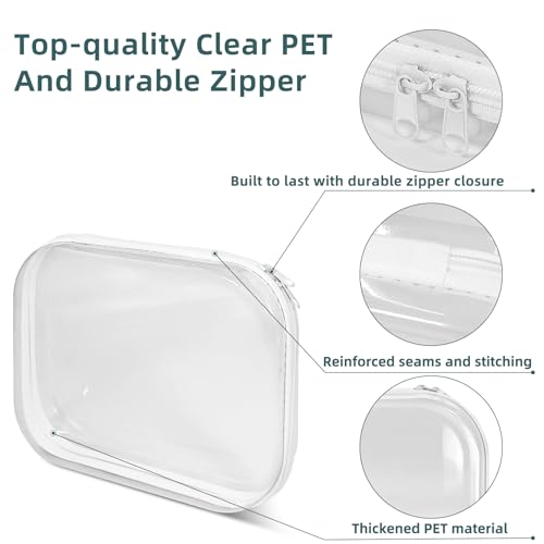 Clear Hard Shell Zipper Cases(3 Packs), Plastic Hard Sided Zippers Pouches Clear Hardshell Pencil Case For Storage, Diaper Bag Organizer Bliss Bins 2*Small/1*Medium