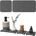 3PCS Stone Drying Tray, Stone Soap Tray, Water Absorbing Stones Trays for Sink, Fast Dry Diatomite Stones Sink Mat, Used for Hand Soap,Sponge,Toothbrush Holder in Bathroom Counter and Kitchen Sinks - color: 3pcs Dark Gray 5stripes