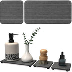 3PCS Stone Drying Tray, Stone Soap Tray, Water Absorbing Stones Trays for Sink, Fast Dry Diatomite Stones Sink Mat, Used for Hand Soap,Sponge,Toothbrush Holder in Bathroom Counter and Kitchen Sinks - color: 3pcs Dark Gray 5stripes