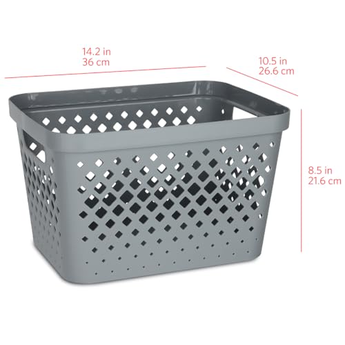 Glad Plastic Storage Basket Set, Value Pack of 6 | Open Storage Bins for Shelves, Bathroom, Pantry, Closet | Nesting Organizer Boxes with Handles, 4 Gallon, Grey - color: Grey, size: 4 Gallon