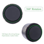 Round Leather Art Supply Organizer,Remote Control Holder,360-degree Rotating Pen Organizer with 4 Compartments(1-Marble Black Gold) - color: 1-Marble Black Gold