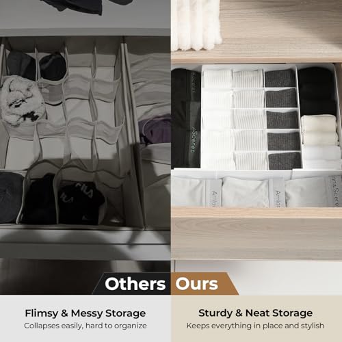 Adjustable Drawer Organizer – 19-Grid Divider for Socks, Bras & Panties, Closet Storage Box for Underwear & Dresser Drawers (15+4) - style: 15+4