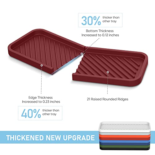EG-SIPRO Kitchen Sink Organizer Tray,Sponge Holder for Kitchen Sink Bathroom Counter Tray Sponge Caddy Silicone Soap Holder for Soap dispenser, Bottle, Dishwashing Accessories(2-pack) - color: Ruru, size: 9×3.7inch