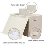 popoly 122L Large Toy Box Chest with Lid, Foldable Toy Storage Organizer Bin Boxes with Removable Divider for Kids, Boys, Girls, Nursery, Playroom, 26"x17" x17" (Linen Beige) - color: Extra Large Beige