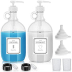 Laundry Detergent Dispenser,64oz Fabric Softener Dispenser,Glass Liquid Laundry Detergent Container,Laundry Detergent Organizer for Laundry Room Organization with 4 Labels,2 Pack