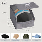 2 Pcs Stackable Baseball Cap Organizer, Washable Foldable Oxford Cloth, Smooth Durable Metal Zipper Hat Storage Holder for Closet, Holds 24 Caps with Large Clear Window, Hat Box for Home Storage - size: Small:12.1X8.7X6.7in