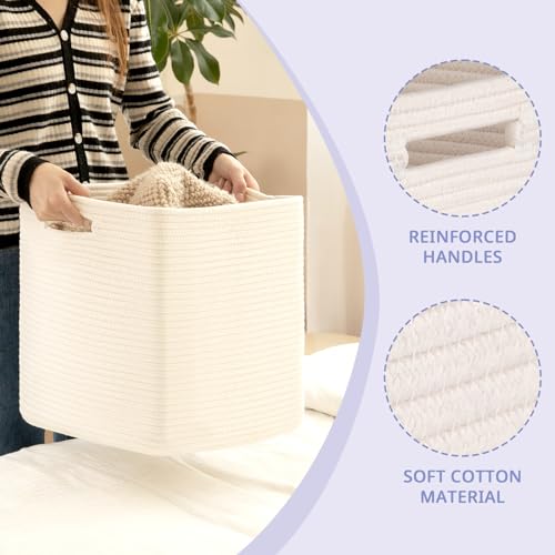OIAHOMY Storage Cubes, 13 Inch Cube Storage Organizer, Collapsible Storage Bins, Baskets for Organizing, Storage Bins for Shelves-White, 2-PACK - color: White, size: 2Pcs-13*13*13inch
