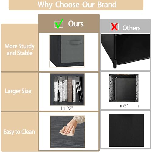 4 Cube Organizer, Cube Storage Organizer with Fabric Bin, Cube Storage Shelf for Bedroom, Living Room, Office, Modular Bookshelf Organizer for Books, Closet, Black - color: Black, size: 4 cube