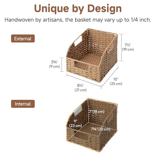 StorageWorks Wicker Baskets for Organizing, Pantry Organizers and Storage, Round Paper Rope Storage Basket for Pantry Shelves, Orange, 2 Pack - color: Light Brown(Paper Rope), size: 2x 8½"L x 10"W x 7½"H