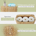 YANGQIHOME Toilet Paper Storage, Water Hyacinth Toilet Paper Storage with Lid, Papers Container for up to 9 Mega Rolls, Bathroom Basket Organizer - size: 9 Rolls