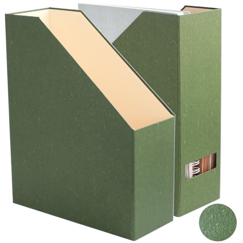 Magazine Holder - File Holder and Desk Organizer, Paperboard Book Organizer and Storage Box for Documents, Magazine Holder Rack for Classroom, Home, and Office (Leaf Green, 2-Pack) - color: Leaf Green, 2-Pack