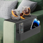 Couch Cup Holder Tray,Sofa Armrest Organizer with Cup Holder, No-Slip Couch Caddy with 2 Side Storage Pockets,Foldable Table Tray,Sofa Table Organizer for Drinks,Cellphone,Remote Control